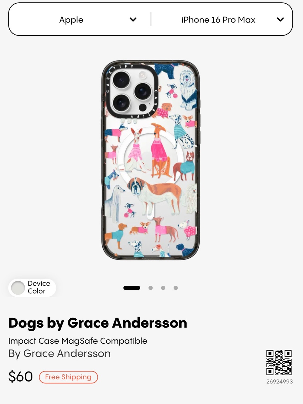 Casetify Dogs Pattern Impact iPhone 16 Pro Max Case